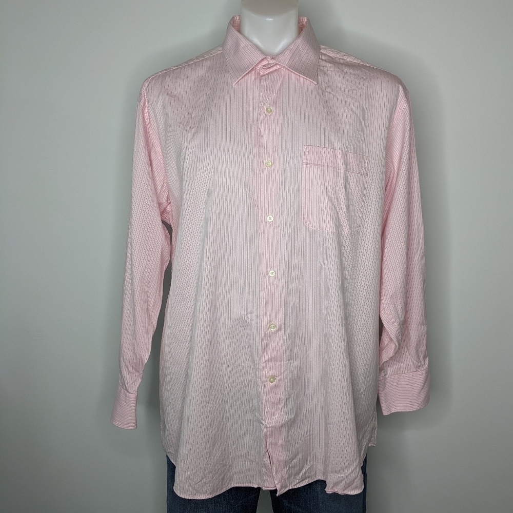 Tommy Bahama pink 100% cotton button up shirt 17 32/33